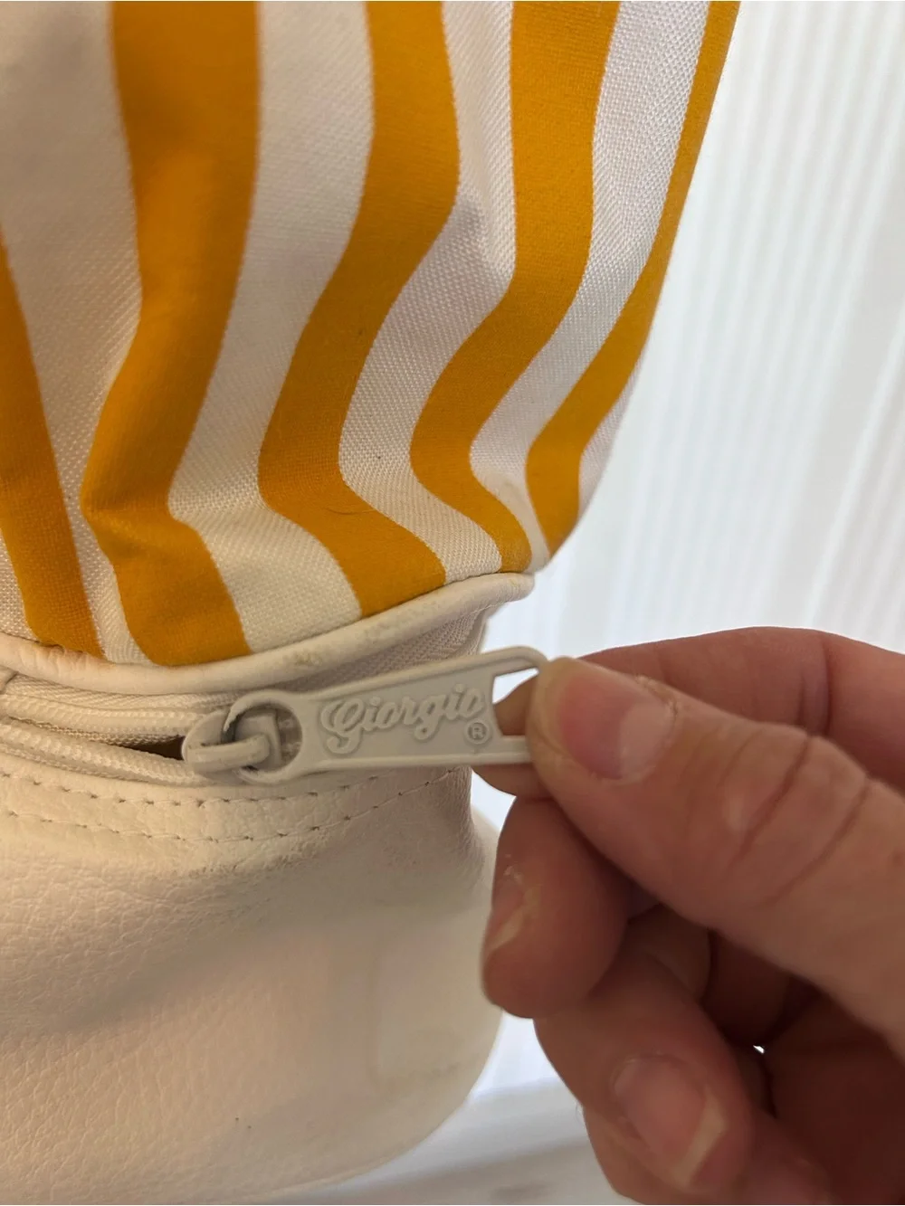 Vintage Giorgio, Beverly Hills XL Canvas Yellow Striped Tote Bag 1980s